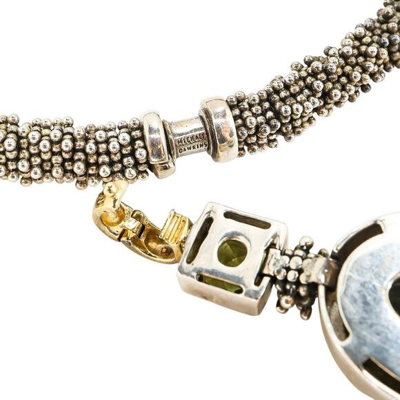 Michael Dawkins 925 Sterling Caviar Beaded Necklace Labradorite Peridot Pendant - Picture 8 of 16